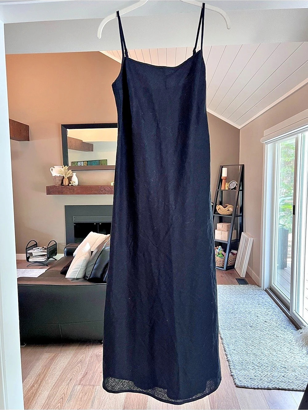 Abercrombie & Fitch The A&F Julia Slip Linen-Blend Midi Dress Julia Slip Black X